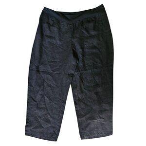 NWT CUT LOOSE 100% Linen Womens Black Crop Pants SZ XL Pull On Minimalist Cruise